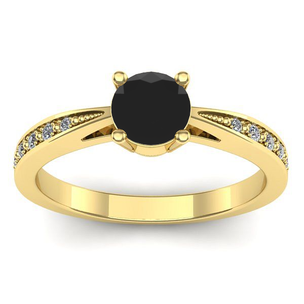 Inel logodna cu diamant negru rotund