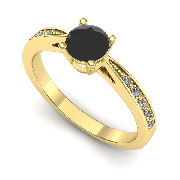 Inel logodna din aur galben cu diamant negru