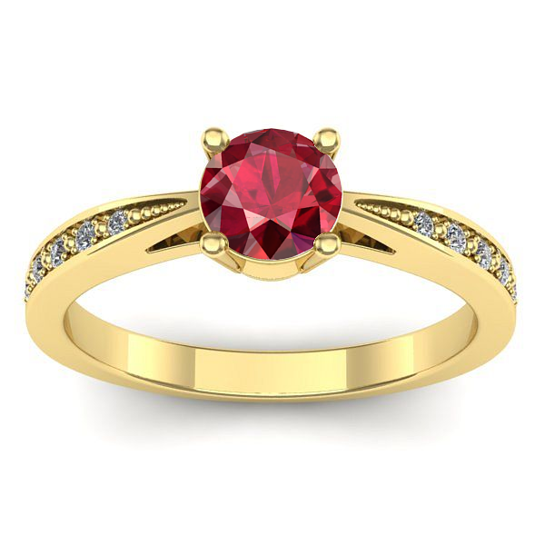 Inel logodna cu rubin rotund