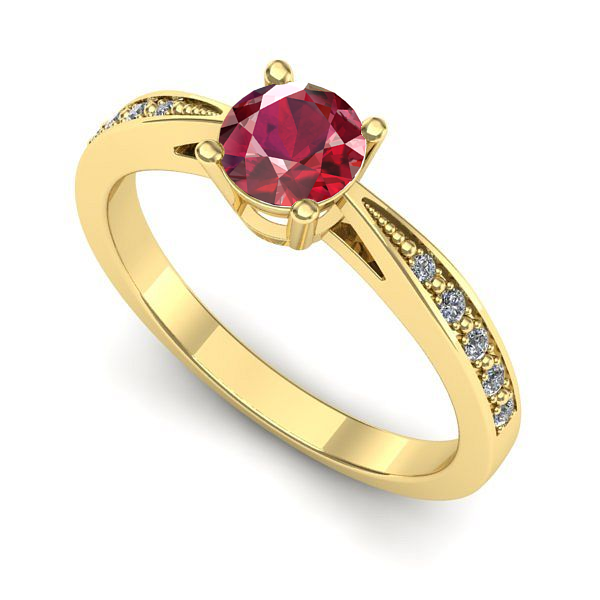 Inel logodna din aur galben cu rubin