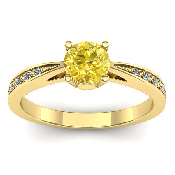 Inel logodna cu safir galben rotund