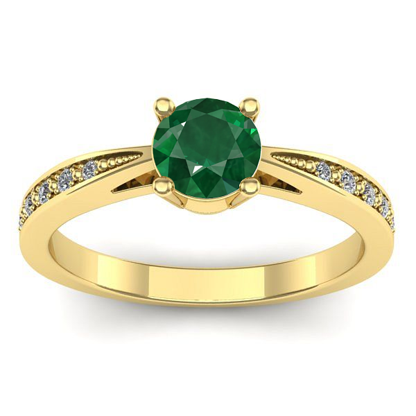 Inel logodna cu smarald rotund