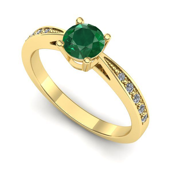 Inel logodna din aur galben cu smarald