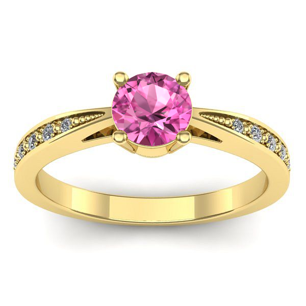 Inel logodna cu safir roz rotund