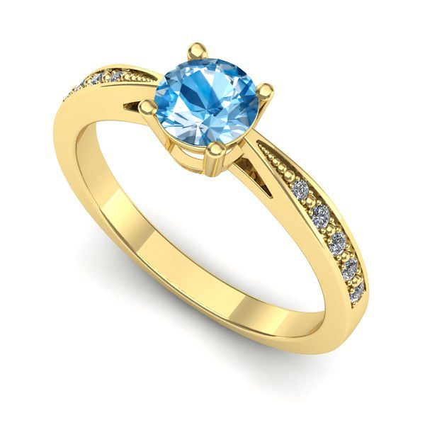 Inel de logodna din aur galben cu topaz blue