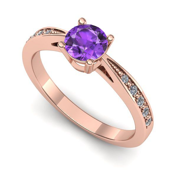 Inel din aur roz cu ametist