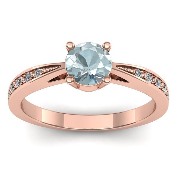 Inel de logodna cu aquamarin rotund