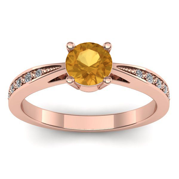 Inel logodna cu citrin rotund