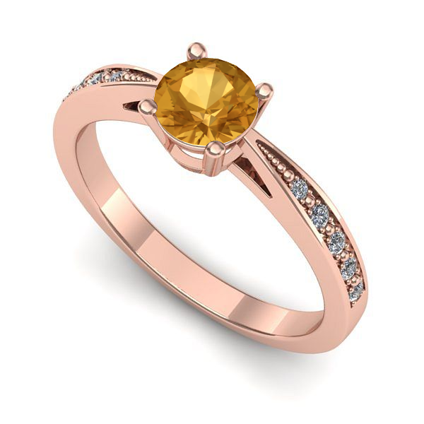 Inel de logodna din aur roz cu citrin