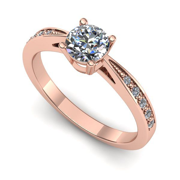 Inel logodna din aur roz cu diamant