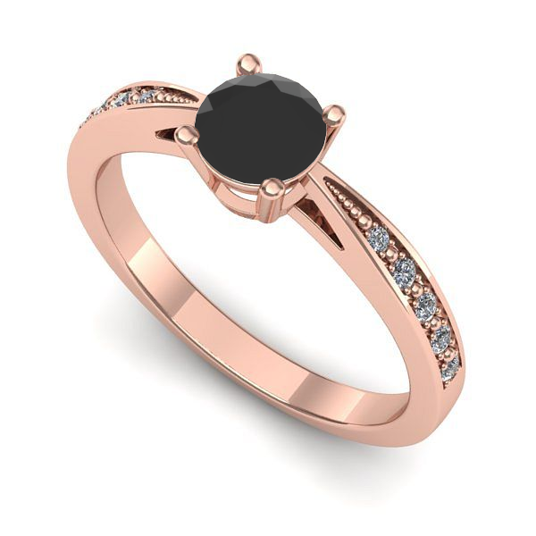 Inel logodna din aur roz cu diamant negru