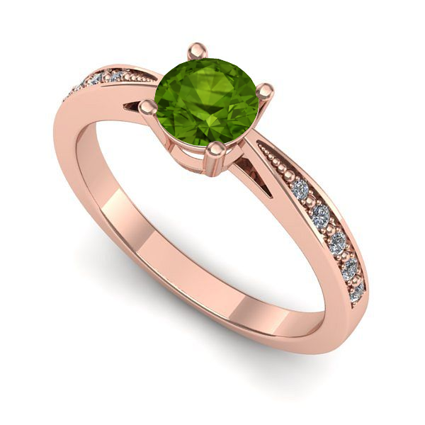 Inel de logodna din aur roz cu peridot