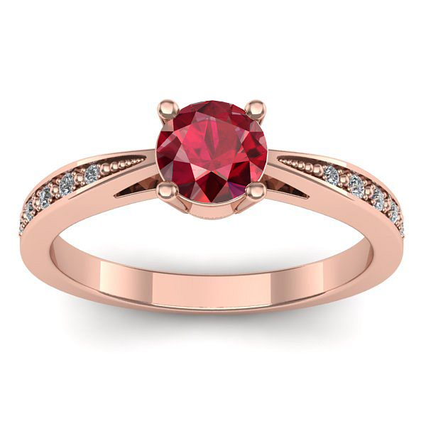Inel de logodna cu rubin rotund