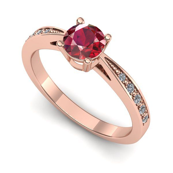 Inel logodna din aur roz cu rubin