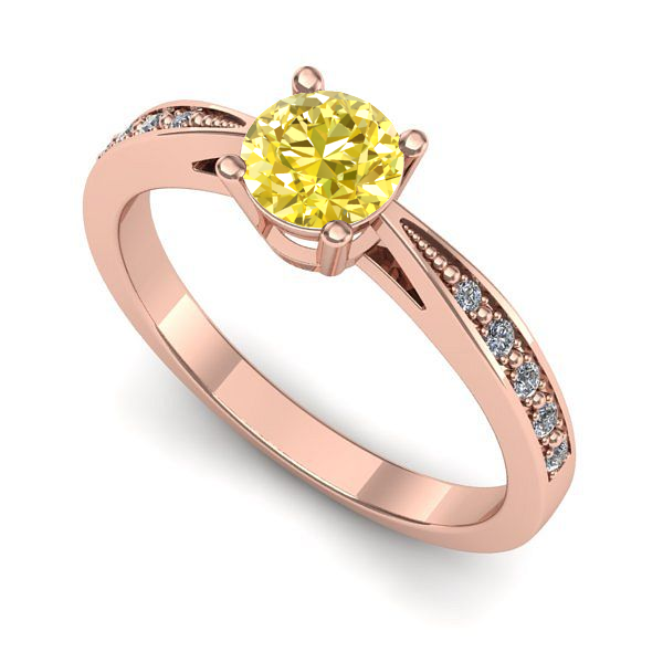 Inel de logodna din aur roz cu safir galben