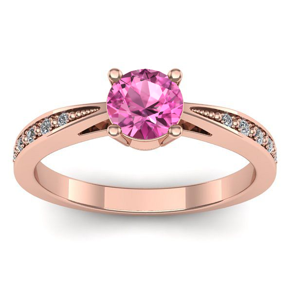 Inel cu safir roz rotund