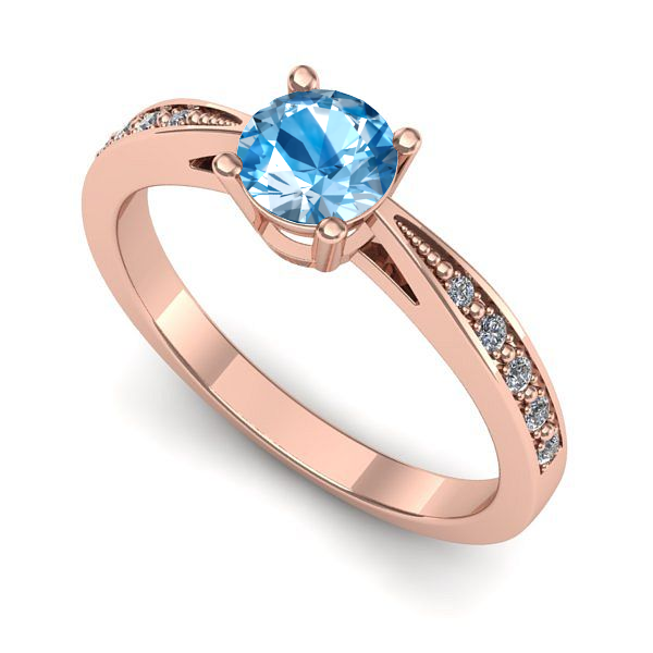 Inel din aur roz cu topaz blue