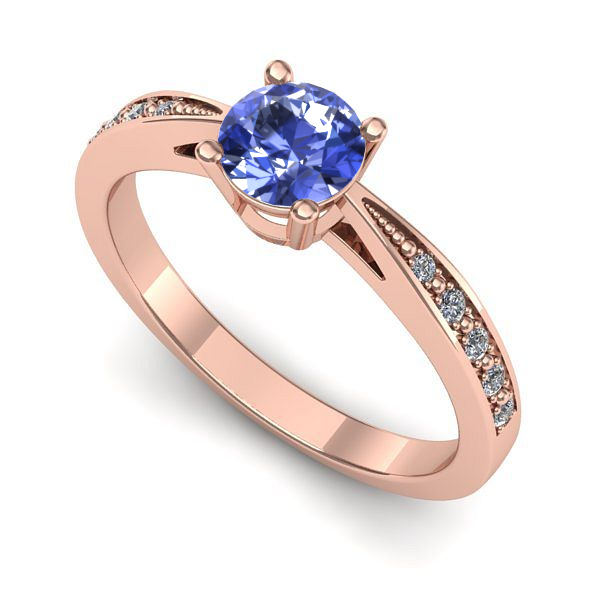 Inel de logodna din aur roz cu tanzanit