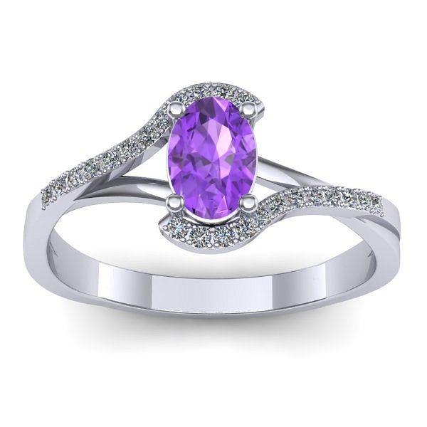 Inel cu ametist oval