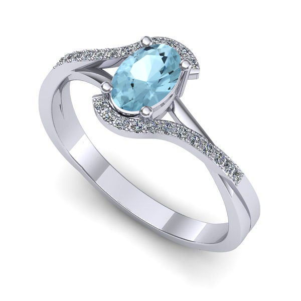 Inel de logodna din aur alb cu aquamarin