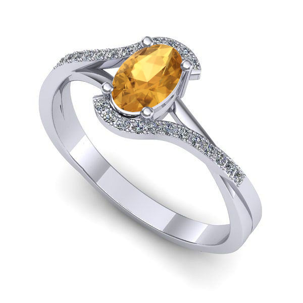 Inel de logodna din aur alb cu citrin