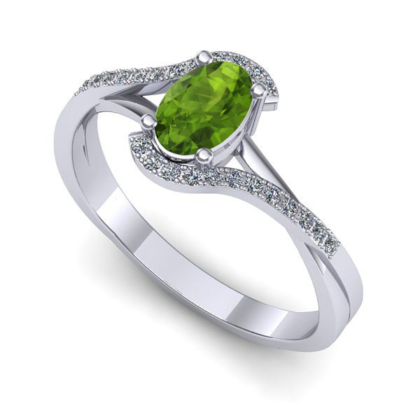 Inel logodna din aur alb cu peridot