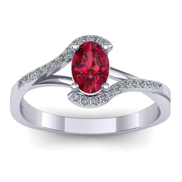 Inel de logodna cu rubin oval