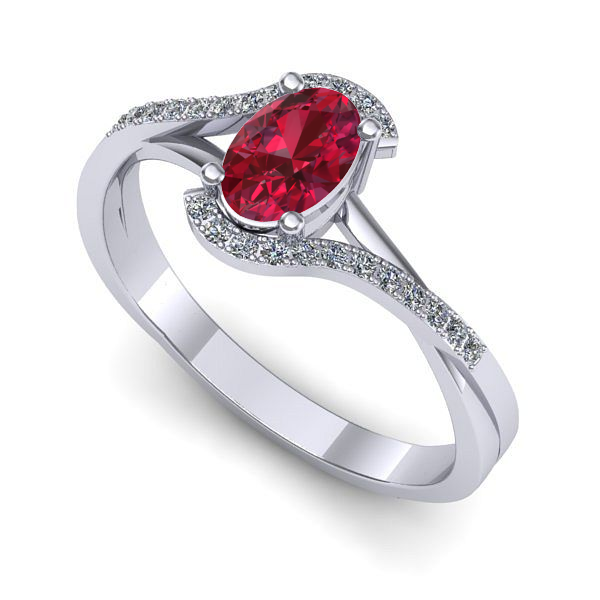 Inel logodna din aur alb cu rubin