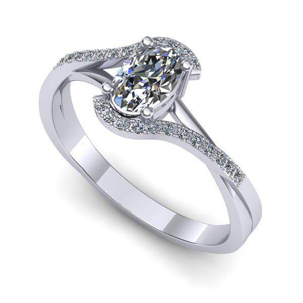 Inel logodna din aur alb cu safir alb