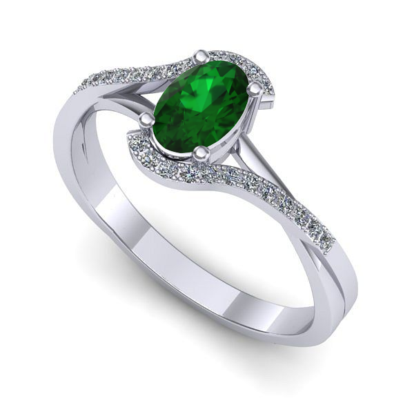 Inel din aur alb cu smarald