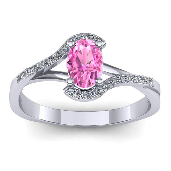 Inel de logodna cu safir roz oval