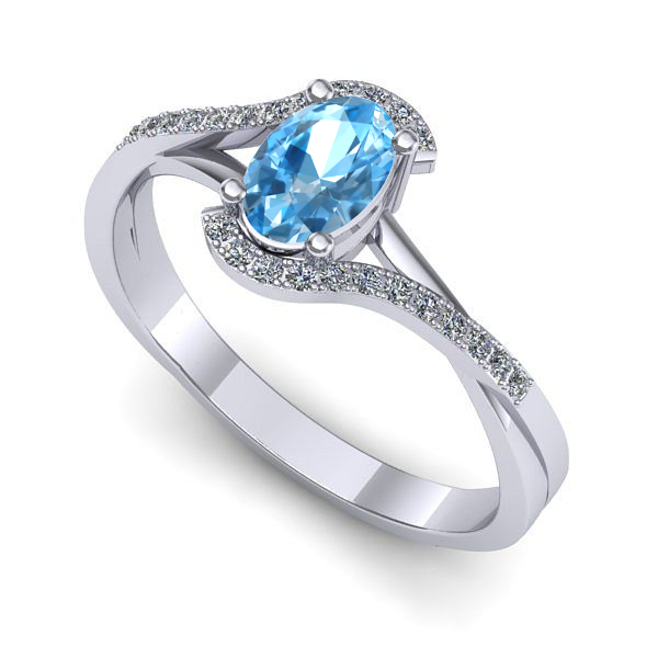 Inel din aur alb cu topaz blue