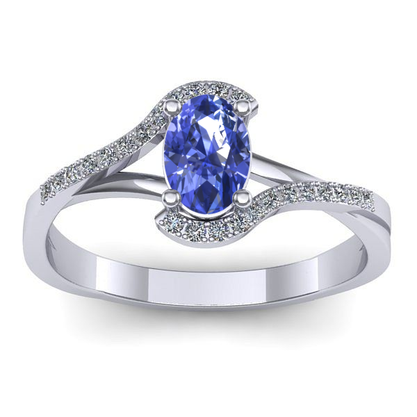 Inel logodna cu tanzanit oval