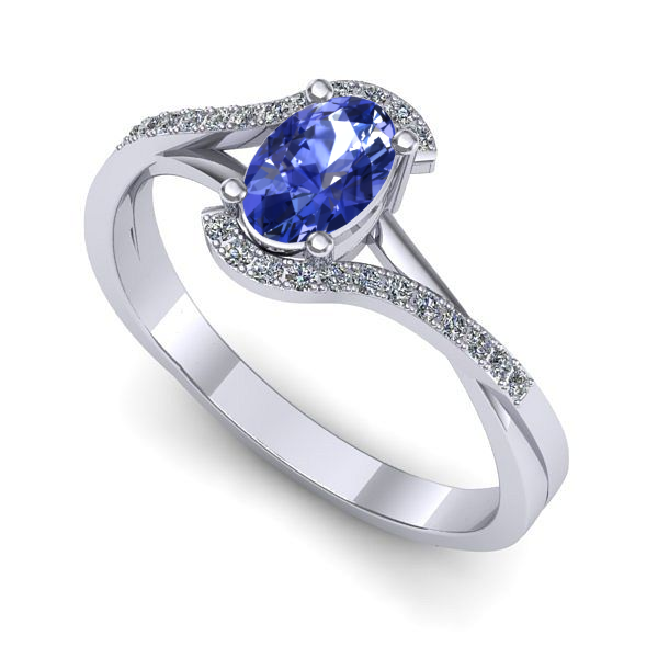 Inel logodna din aur alb cu tanzanit