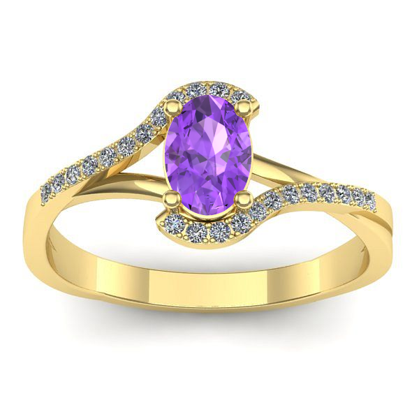 Inel logodna cu ametist oval