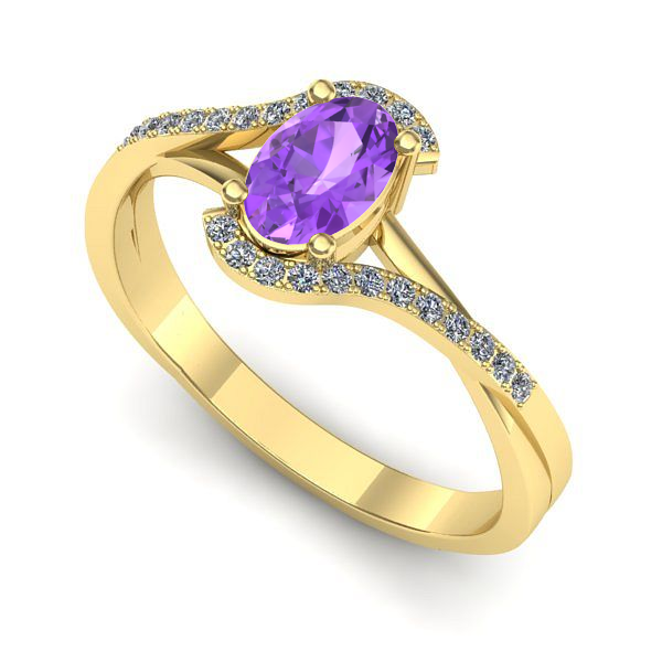 Inel din aur galben cu ametist