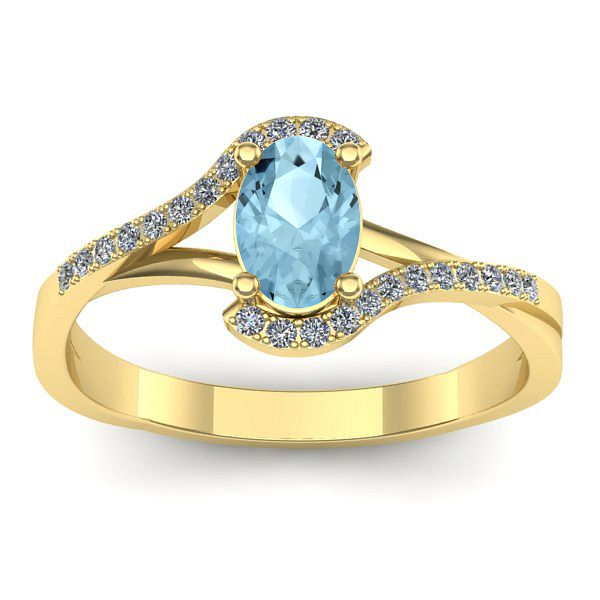 Inel cu aquamarin oval