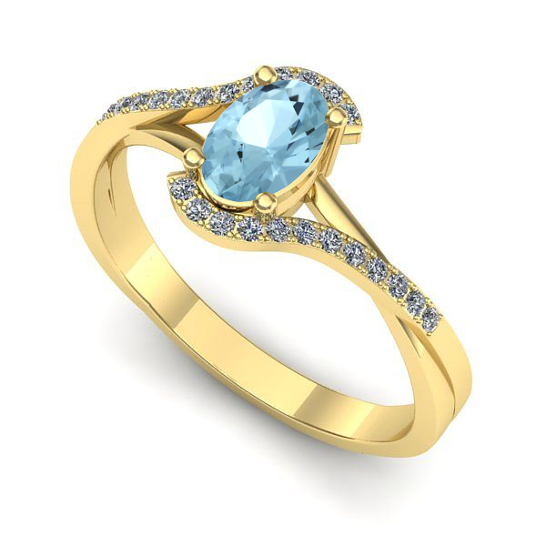 Inel din aur galben cu aquamarin