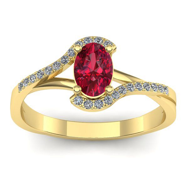 Inel logodna cu rubin oval