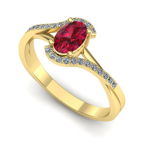 Inel logodna din aur galben cu rubin