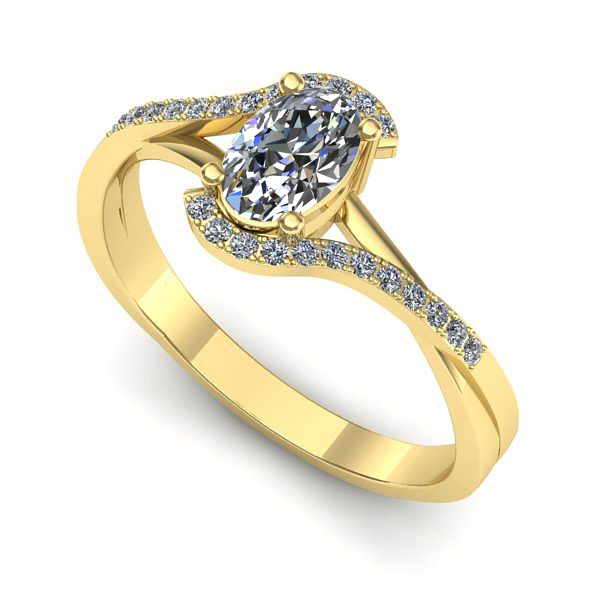 Inel de logodna din aur galben cu safir alb