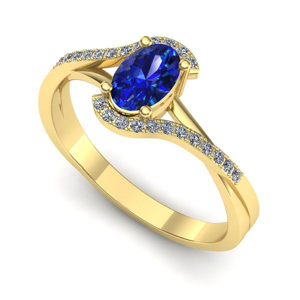 Inel din aur galben cu safir