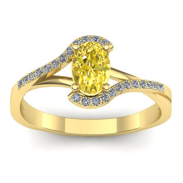 Inel logodna cu safir galben oval