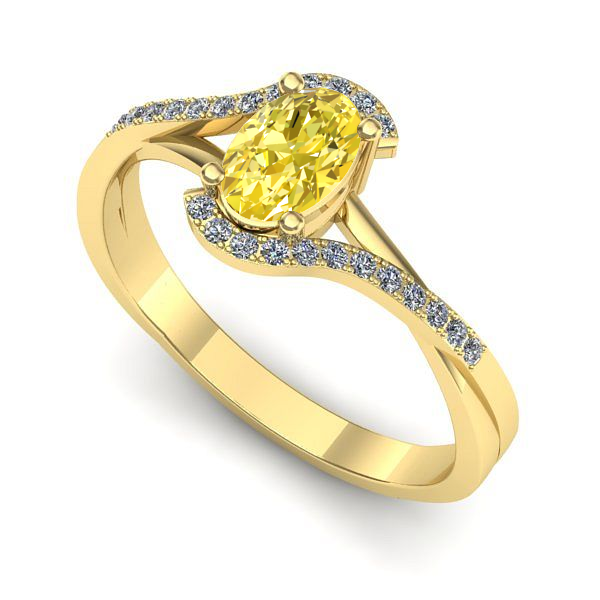 Inel logodna din aur galben cu safir galben