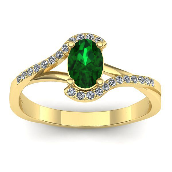 Inel logodna cu smarald oval