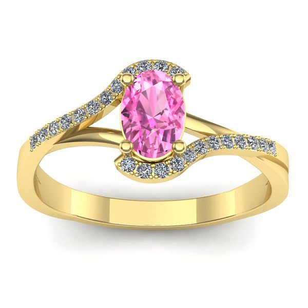 Inel de logodna cu safir roz oval
