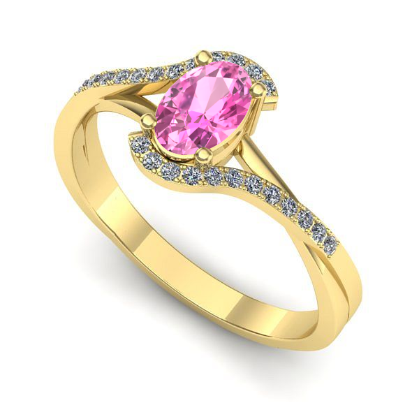 Inel din aur galben cu safir roz