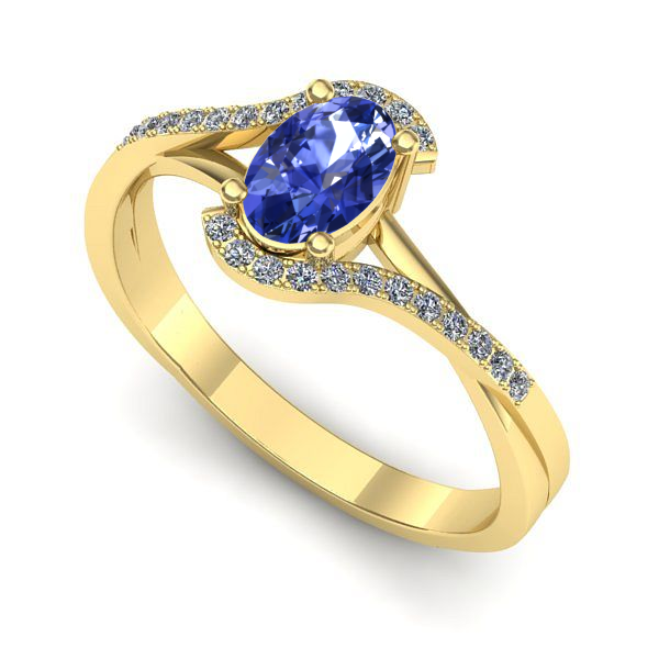 Inel de logodna din aur galben cu tanzanit