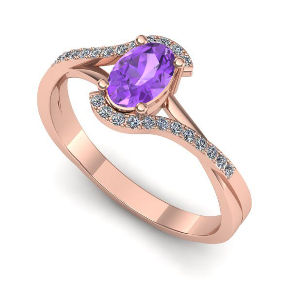 Inel din aur roz cu ametist