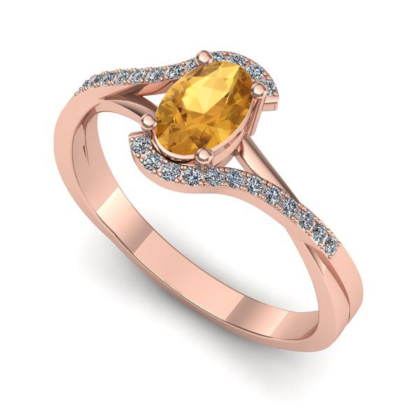 Inel de logodna din aur roz cu citrin